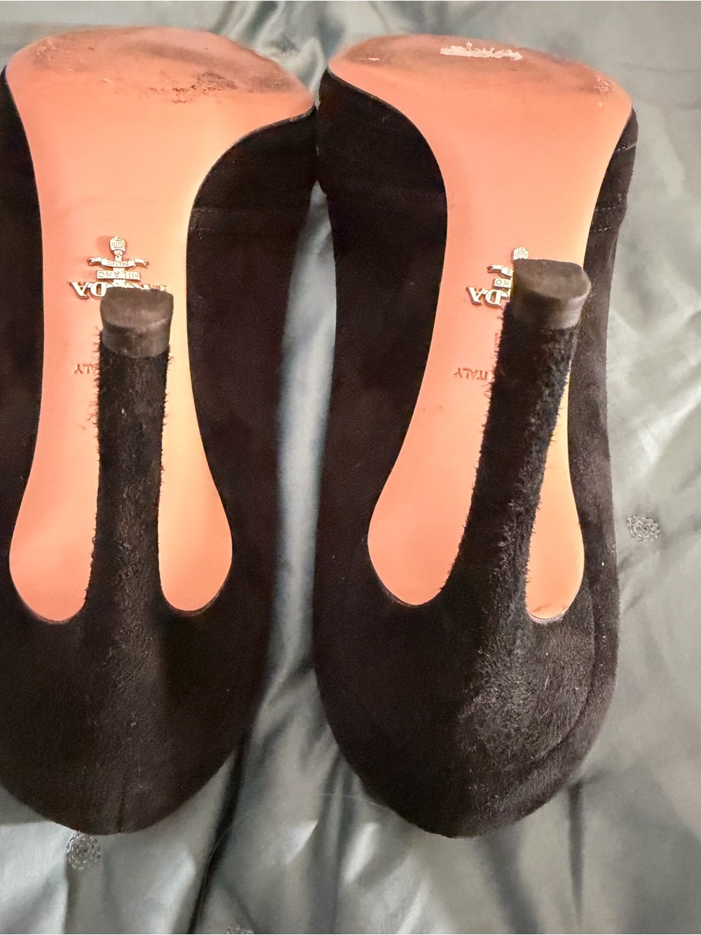 Prada Black Pointed Toe Cutout Suede Pumps - Picture 5 of 6